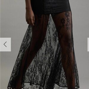 Karen Millen Black Sheer Lace Overlay Maxi Skirt